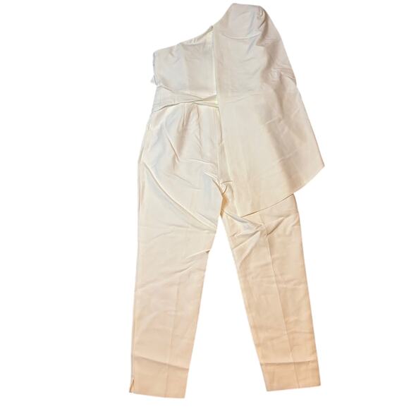 NWT Lavish Alice White One-Shoulder Cape Jumpsuit Size 8 Bridal - Picture 5 of 6